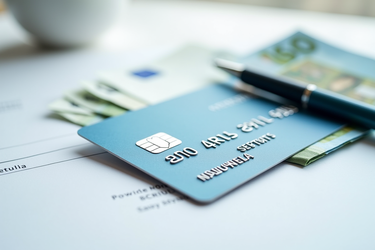 Carte santé billets euros et stylo sur bureau blanc