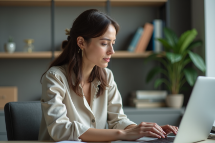 Femme au bureau à domicile pensive et fatiguée