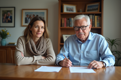 Femme senior attentive avec un homme âgé à la maison