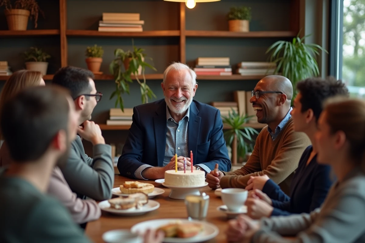 Groupe de collègues riant autour d