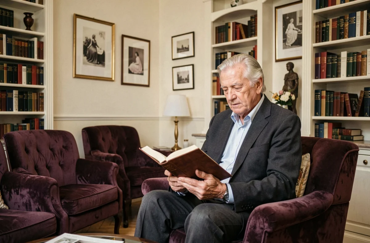 Salon élégant de la Villa Beausoleil Jules Vernes à Levallois-Perret avec un résident lisant dans un fauteuil